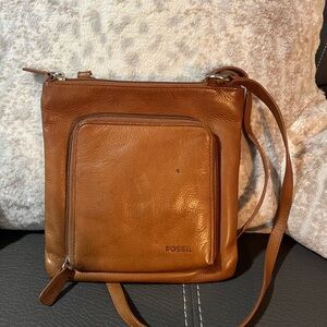 Fossil Tan Leather Shoulder Bag